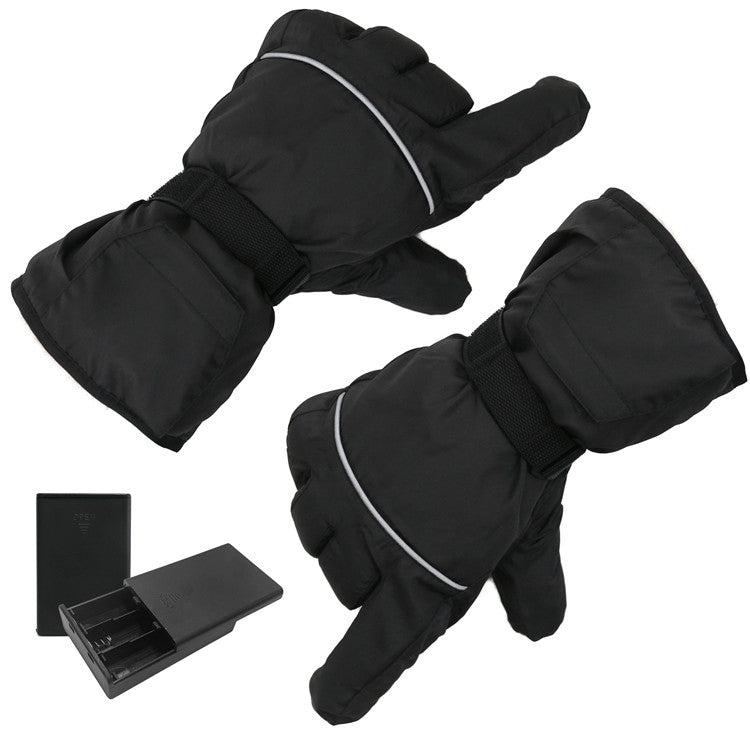 Outdoor Sports Ski Heated Warm Touchable Gloves, Black, Black+USB Cable