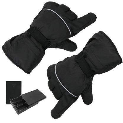 Outdoor Sports Ski Heated Warm Touchable Gloves, Black, Black+USB Cable