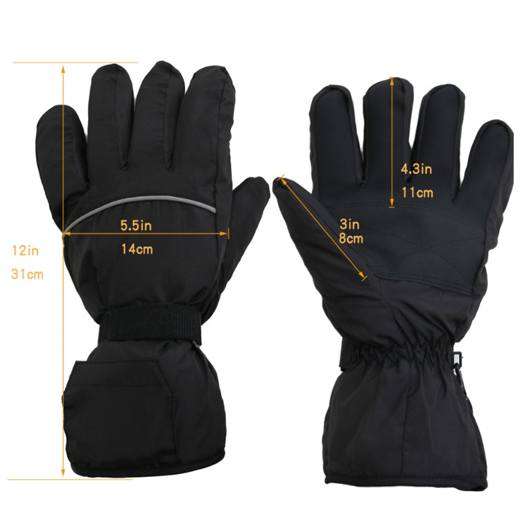 Outdoor Sports Ski Heated Warm Touchable Gloves, Black, Black+USB Cable