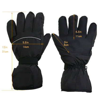 Outdoor Sports Ski Heated Warm Touchable Gloves, Black, Black+USB Cable