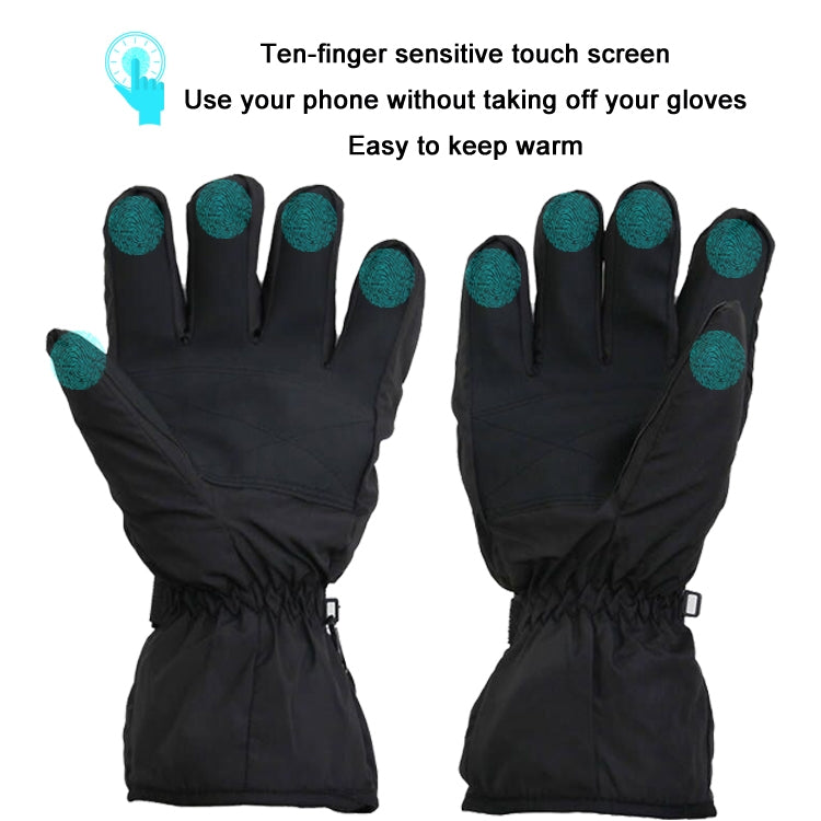 Outdoor Sports Ski Heated Warm Touchable Gloves, Black, Black+USB Cable