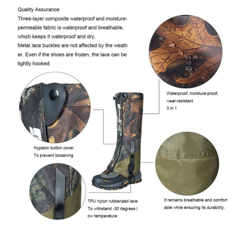 LUCKSTONE Unisex Waterproof Gaiters Cycling Legwarmers Leg Cover Camping Hiking Ski Boot, Camouflage