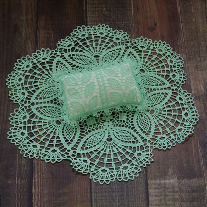 Hollow Lace Round Blanket + Pillow Suit Baby Photography Props, Blanket Suit(Light Blue), Blanket Suit(Light Green), Blanket Suit(Khaki), Blanket Suit(Beige), Blanket Suit(White), Blanket Suit(Pink)