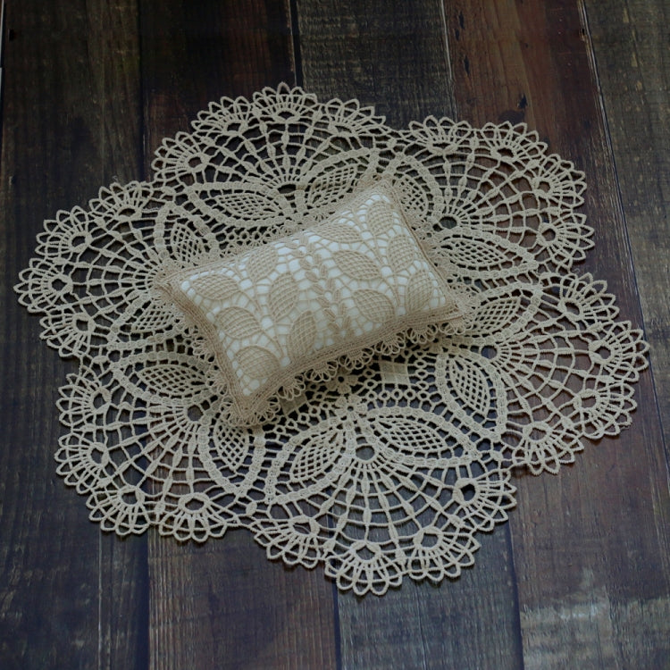 Hollow Lace Round Blanket + Pillow Suit Baby Photography Props, Blanket Suit(Beige), Blanket Suit(White), Blanket Suit(Pink), Blanket Suit(Light Blue), Blanket Suit(Light Green), Blanket Suit(Khaki)