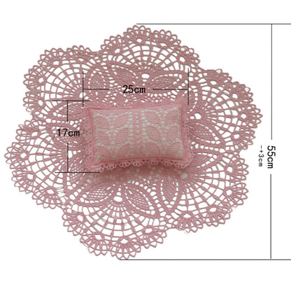 Hollow Lace Round Blanket + Pillow Suit Baby Photography Props, Blanket Suit(Light Blue), Blanket Suit(Light Green), Blanket Suit(Khaki), Blanket Suit(Beige), Blanket Suit(White), Blanket Suit(Pink)