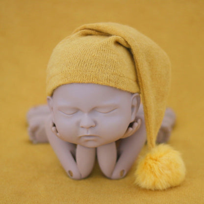 Newborn Photography Clothing Baby Photography Fur Ball Knitted Long Tail Hat, Hat(Light Purple), Hat(Grey), Hat(Coffee), Hat(Green), Hat(Taro Color), Hat(Light Green), Hat(Camel), Hat(Pink), Hat(Yellow), Hat(Light Blue), Hat(Blue), Hat(White)