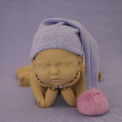 Newborn Photography Clothing Baby Photography Fur Ball Knitted Long Tail Hat, Hat(Light Purple), Hat(Grey), Hat(Coffee), Hat(Green), Hat(Taro Color), Hat(Light Green), Hat(Camel), Hat(Pink), Hat(Yellow), Hat(Light Blue), Hat(Blue), Hat(White)