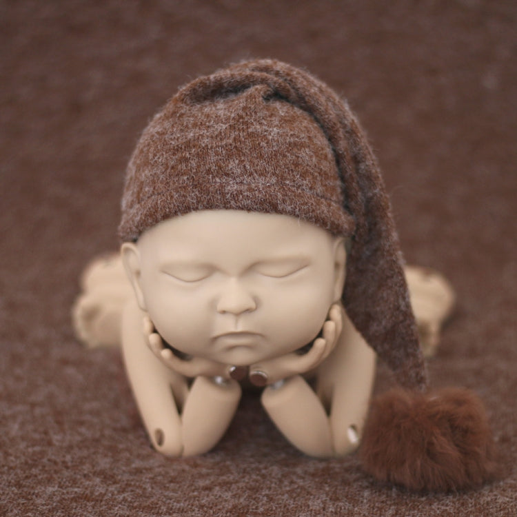 Newborn Photography Clothing Baby Photography Fur Ball Knitted Long Tail Hat, Hat(White), Hat(Light Purple), Hat(Grey), Hat(Coffee), Hat(Green), Hat(Taro Color), Hat(Light Green), Hat(Camel), Hat(Pink), Hat(Yellow), Hat(Light Blue), Hat(Blue)