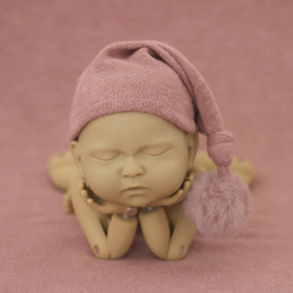 Newborn Photography Clothing Baby Photography Fur Ball Knitted Long Tail Hat, Hat(Light Purple), Hat(Grey), Hat(Coffee), Hat(Green), Hat(Taro Color), Hat(Light Green), Hat(Camel), Hat(Pink), Hat(Yellow), Hat(Light Blue), Hat(Blue), Hat(White)