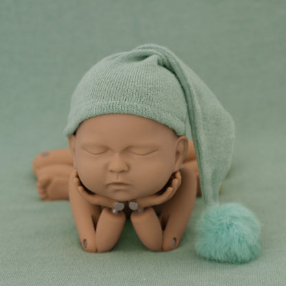 Newborn Photography Clothing Baby Photography Fur Ball Knitted Long Tail Hat, Hat(Light Purple), Hat(Grey), Hat(Coffee), Hat(Green), Hat(Taro Color), Hat(Light Green), Hat(Camel), Hat(Pink), Hat(Yellow), Hat(Light Blue), Hat(Blue), Hat(White)