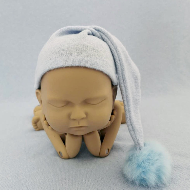 Newborn Photography Clothing Baby Photography Fur Ball Knitted Long Tail Hat, Hat(White), Hat(Light Purple), Hat(Grey), Hat(Coffee), Hat(Green), Hat(Taro Color), Hat(Light Green), Hat(Camel), Hat(Pink), Hat(Yellow), Hat(Light Blue), Hat(Blue)