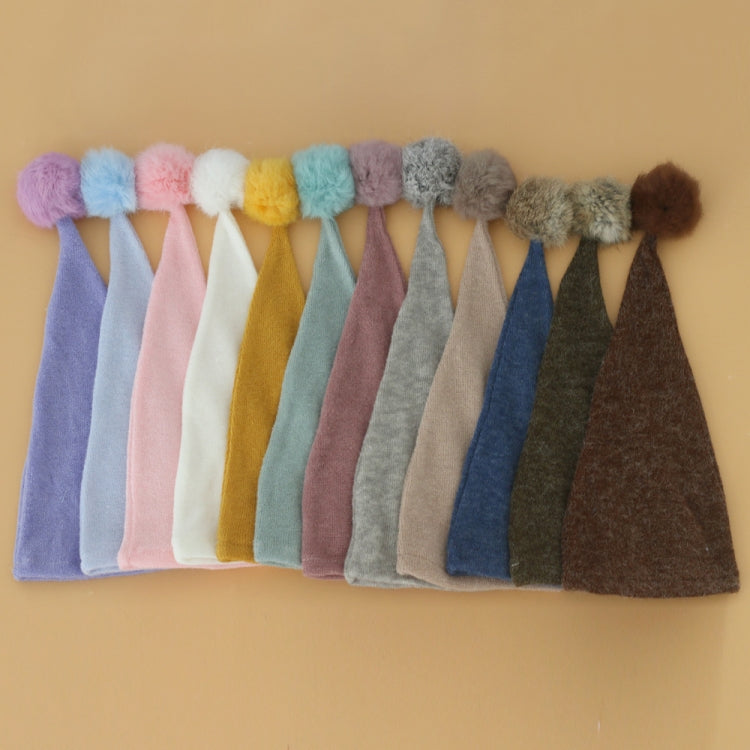 Newborn Photography Clothing Baby Photography Fur Ball Knitted Long Tail Hat, Hat(Light Purple), Hat(Grey), Hat(Coffee), Hat(Green), Hat(Taro Color), Hat(Light Green), Hat(Camel), Hat(Pink), Hat(Yellow), Hat(Light Blue), Hat(Blue), Hat(White)
