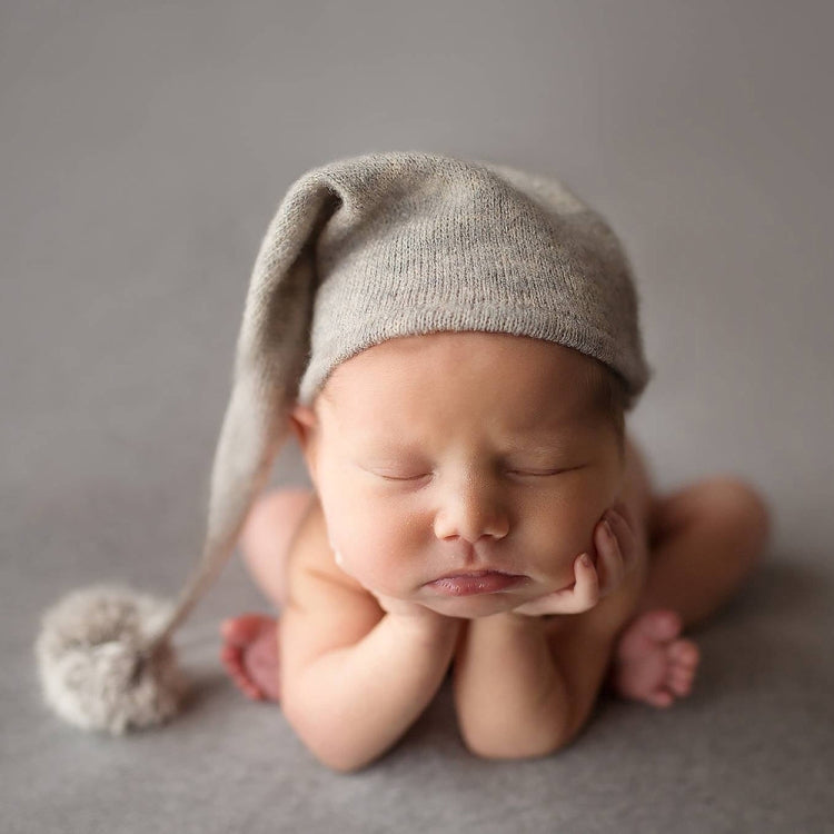 Newborn Photography Clothing Baby Photography Fur Ball Knitted Long Tail Hat, Hat(White), Hat(Light Purple), Hat(Grey), Hat(Coffee), Hat(Green), Hat(Taro Color), Hat(Light Green), Hat(Camel), Hat(Pink), Hat(Yellow), Hat(Light Blue), Hat(Blue)