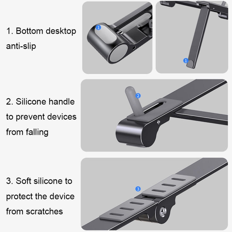 X23 3 In 1 Portable Storage Foldable Aluminum Phone Tablet Stand, X23 (Grey), X23 (Silver)