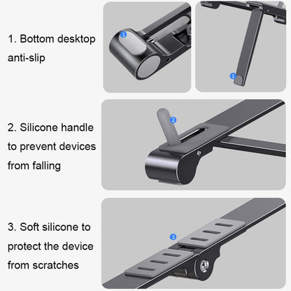 X23 3 In 1 Portable Storage Foldable Aluminum Phone Tablet Stand, X23 (Grey), X23 (Silver)
