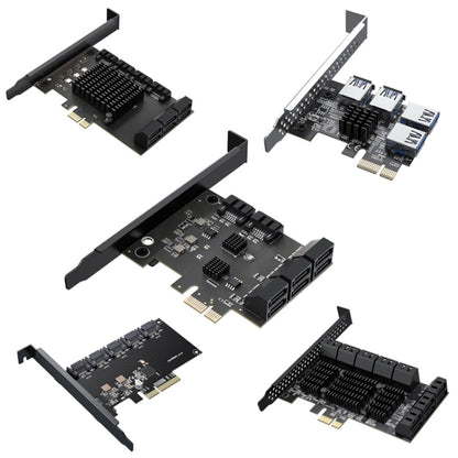 SATA3.0 Rotary Card Computer Desktop Solid State Hard Disk, Style:, PCIE X1 To 10 Ports