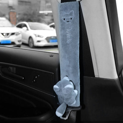 002 Cute Cartoon Thicked Seat Belt Anti-Strangled Protective Cushion, Length:, 30.5cm (Brown Dog), 30.5cm (Beige Dog), 30.5cm (Gray Cat), 30.5cm (Pink Cat), 30.5cm (Gray Fox), 30.5cm (Bear), 23cm (Brown Dog), 23cm (Beige Dog), 23cm (Gray Cat)