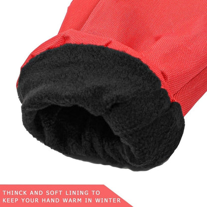 2pcs Winter Warm Car Snow Shoveling Gloves Deicing Snow Scraper, Red, Black