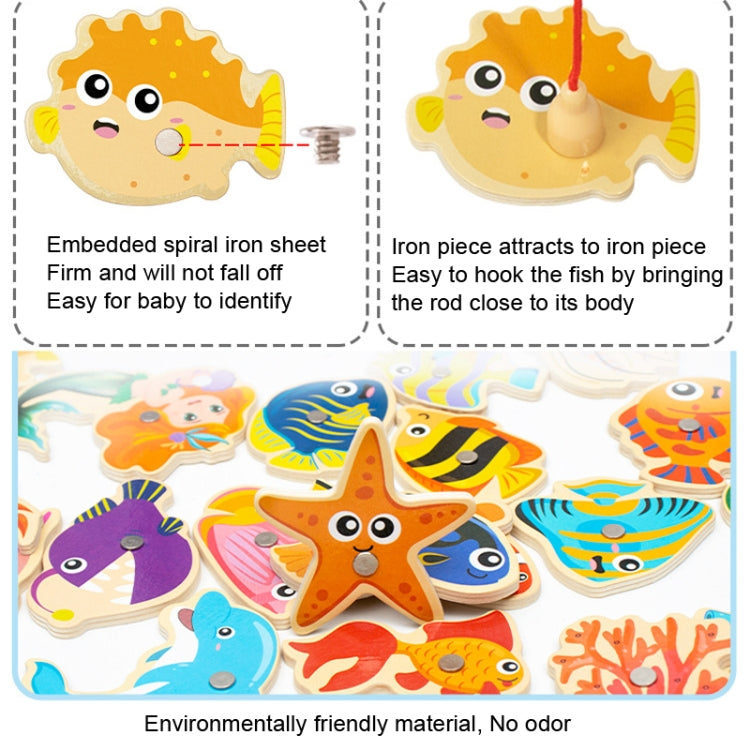 Wooden Magnetic Children Marine Fishing Puzzle Toys, Style:, Boxed 28 Fish, Barrel 20 Fish, Barrel 28 Fish, Barrel 38 Fish