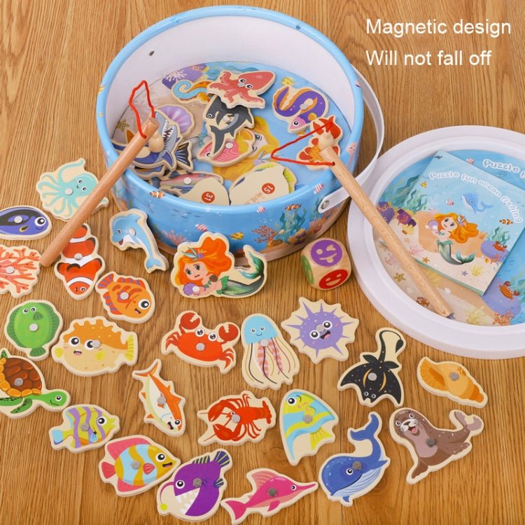 Wooden Magnetic Children Marine Fishing Puzzle Toys, Style:, Boxed 28 Fish, Barrel 20 Fish, Barrel 28 Fish, Barrel 38 Fish