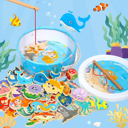 Wooden Magnetic Children Marine Fishing Puzzle Toys, Style:, Boxed 28 Fish, Barrel 20 Fish, Barrel 28 Fish, Barrel 38 Fish