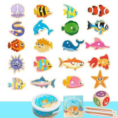 Wooden Magnetic Children Marine Fishing Puzzle Toys, Style:, Boxed 28 Fish, Barrel 20 Fish, Barrel 28 Fish, Barrel 38 Fish