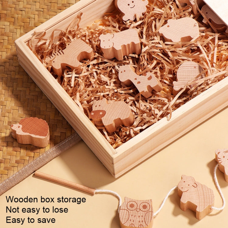 Children Animal String Beads Wood Wearing Rope Early Education Building Block, Animal String Beads