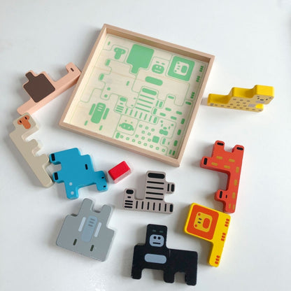 Russian Animal Block Children Early Teaching Wooden Passion Toys, Forest Animals, Farm Animals, Sea Animals