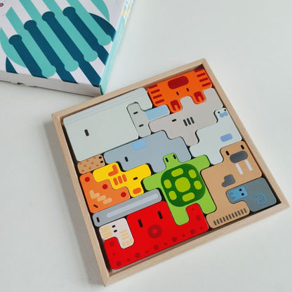Russian Animal Block Children Early Teaching Wooden Passion Toys, Forest Animals, Farm Animals, Sea Animals