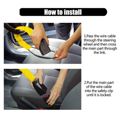 S308 Car Steering Wheel Wire Rope Lock Security Anti-theft Locks, S308 Black, S308 Red, S308 Yellow