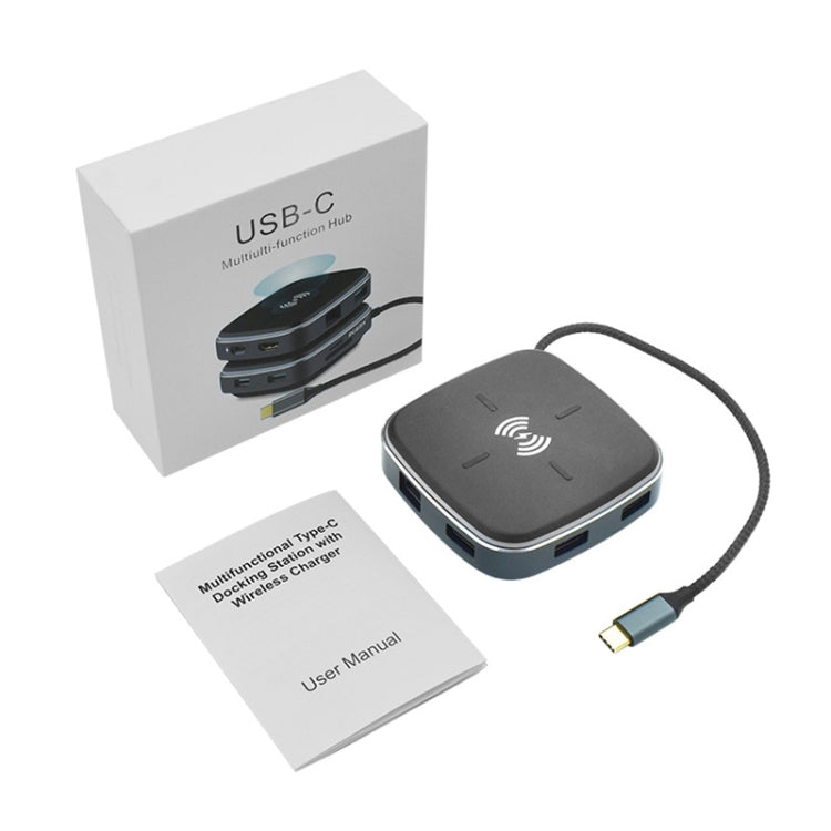 AY95 8 In 1 TYPE-C/USB-C To HUB Extended Dock Wireless Fast Charging Concentrator, 0.2m TYPE-C/USB-C