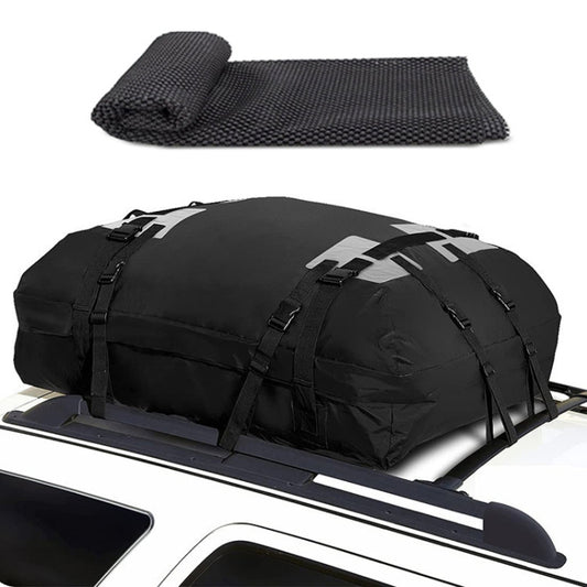15 Cubic Foot Car Universal Rainproof Roof Luggage Outdoor Camper Roof Bag + Non-slip Mat, T20656 Roof Bag + Non-slip Mat