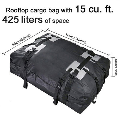 15 Cubic Foot Car Universal Rainproof Roof Luggage Outdoor Camper Roof Bag + Non-slip Mat, T20656 Roof Bag + Non-slip Mat