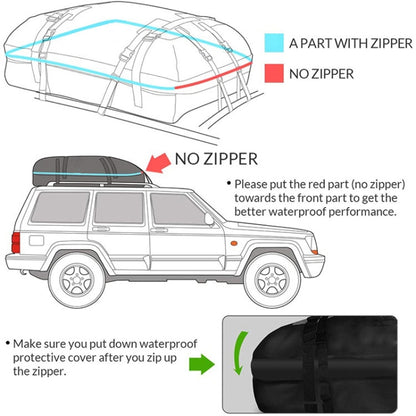 15 Cubic Foot Car Universal Rainproof Roof Luggage Outdoor Camper Roof Bag + Non-slip Mat, T20656 Roof Bag + Non-slip Mat