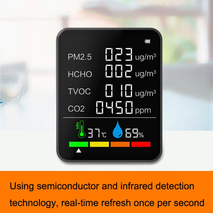 ZN-2COWT 6 In 1 PM2.5 Infrared Sensor CO2 Formaldehyde TVOC Temperature Humidity Detector, 6 In 1 Infrared/Semiconductor