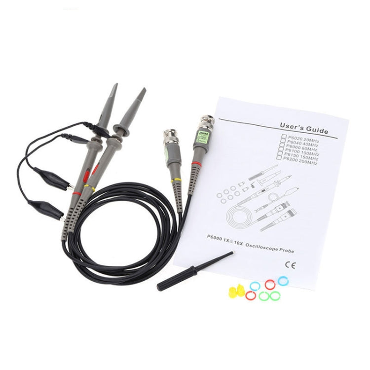 2pcs   P6100 Oscilloscope Probe DC-100MHz BNC Connectors Scope Clip Probe, P6100