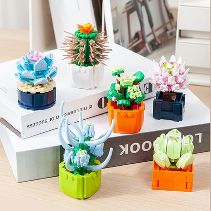 CAYI Potted Plant Building Blocks Office Decoration Small Particles Assembly Puzzle Toys, 2600A, 2600D, 2600E, 2600B, 2600C, 2600F