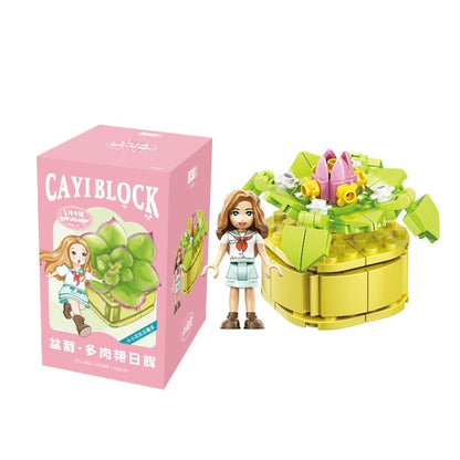 CAYI Succulent Potted Plant Small Particle Puzzle Building Block Toy, 13001, 13002, 13003, 13004, 13005, 13006