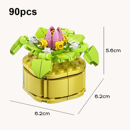 CAYI Succulent Potted Plant Small Particle Puzzle Building Block Toy, 13001, 13002, 13003, 13004, 13005, 13006