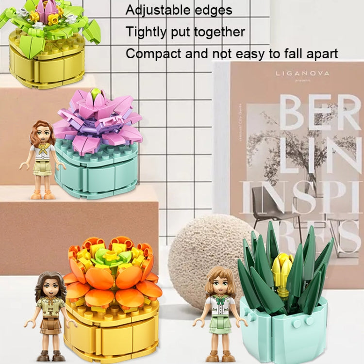 CAYI Succulent Potted Plant Small Particle Puzzle Building Block Toy, 13001, 13002, 13003, 13004, 13005, 13006