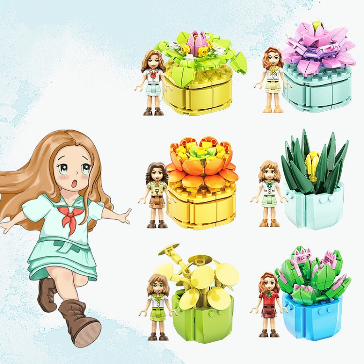 CAYI Succulent Potted Plant Small Particle Puzzle Building Block Toy, 13001, 13002, 13003, 13004, 13005, 13006