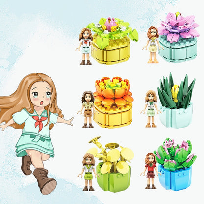 CAYI Succulent Potted Plant Small Particle Puzzle Building Block Toy, 13001, 13002, 13003, 13004, 13005, 13006