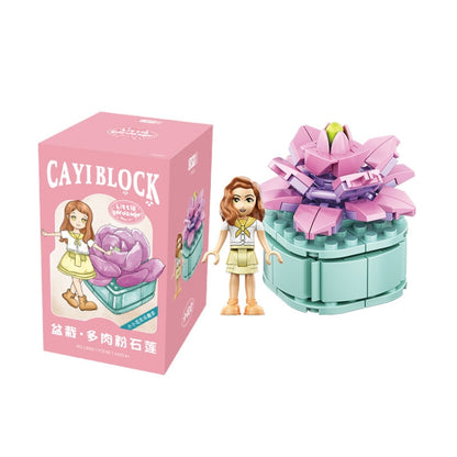 CAYI Succulent Potted Plant Small Particle Puzzle Building Block Toy, 13001, 13002, 13003, 13004, 13005, 13006