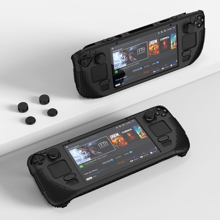 For Steam Deck V V4-1 Silicone Non-slip Protective Case for Pocket Consoles with Holder Function, V4-1Black), V4-1(Red), V4-1(Green), V4-1(Blue)
