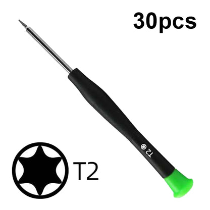 30pcs Color Hat Screw Batch Digital Mobile Phone Clock Maintenance Tool, 1.5 Phillips, 1.5 Straight, 0.8 Five Star, 0.6 Y Shape, T2 Hexagon, T5 Hexagon