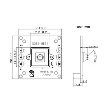 QQSJ-8821 Support UVC USB Mobile Detection Intelligent Recognition VGA Panoramic Camera Module, QQSJ-8821