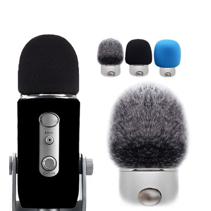 For Blue Yeti Pro Anti-Pop and Windproof Sponge/Fluffy Microphone Cover, Black Sponge, Gray Hair