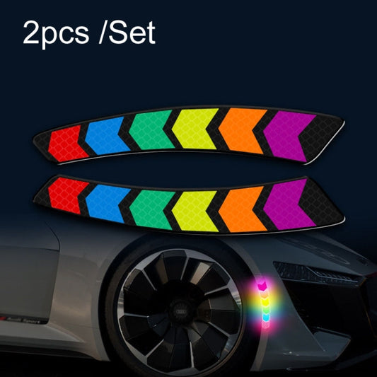 Car Door Anti-Collision Scrape And Rearview Mirror Colorful Safety Warning Reflective Sticker, Style: Glue Model Rear Bar Discs, 2sets Nano Model Wheel Eyebrows, 2sets Glue Model Door Pull Hand, 2sets Ordinary Model Wheel Eyebrows...
