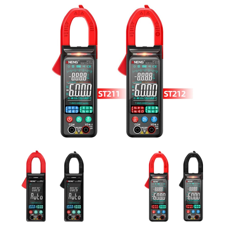 ANENG Large Screen Multi-Function Clamp Fully Automatic Smart Multimeter, ST212 Red DC Current, ST212 Black DC Current