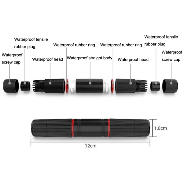 YM-8821 Pre-built Network Connectors Outdoor Waterproof Network Cable Extension Double Pass Head, Double Pass Head